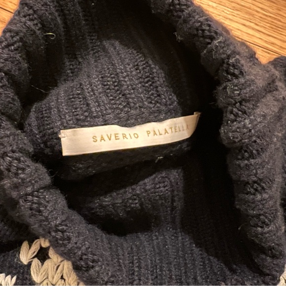 Saverio Palatella 100% Cashmere Italian Damask Turtleneck Sweater - Picture 3 of 5